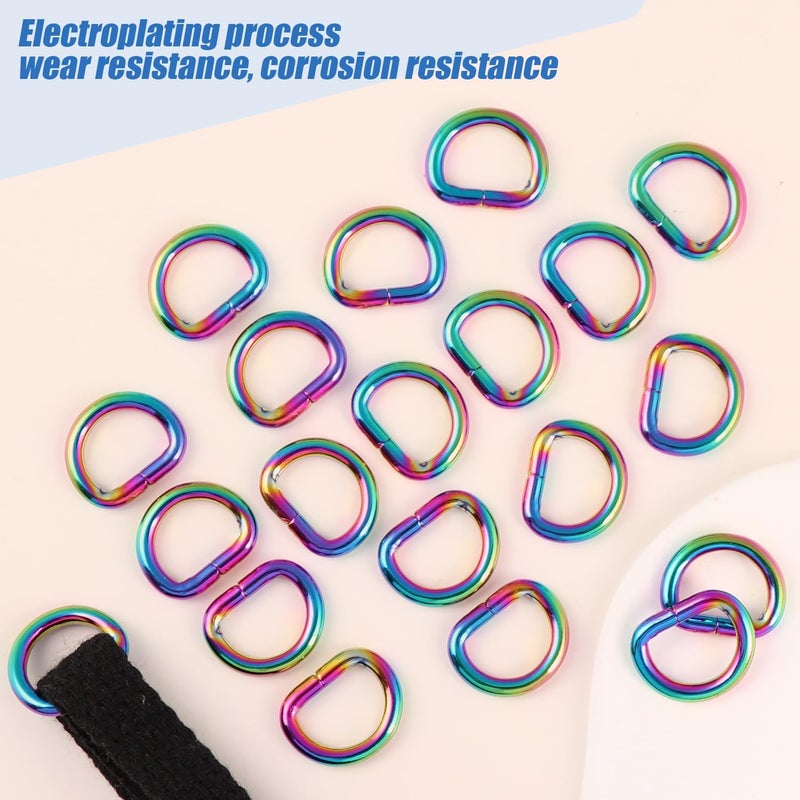 PECMER 1/2 inch Rainbow D Rings Buckles-20 PCS D-ring Metal D-Shape Buckle Clips-welded Purse Hardware for Bag Making Webbing 13mm - Image 3